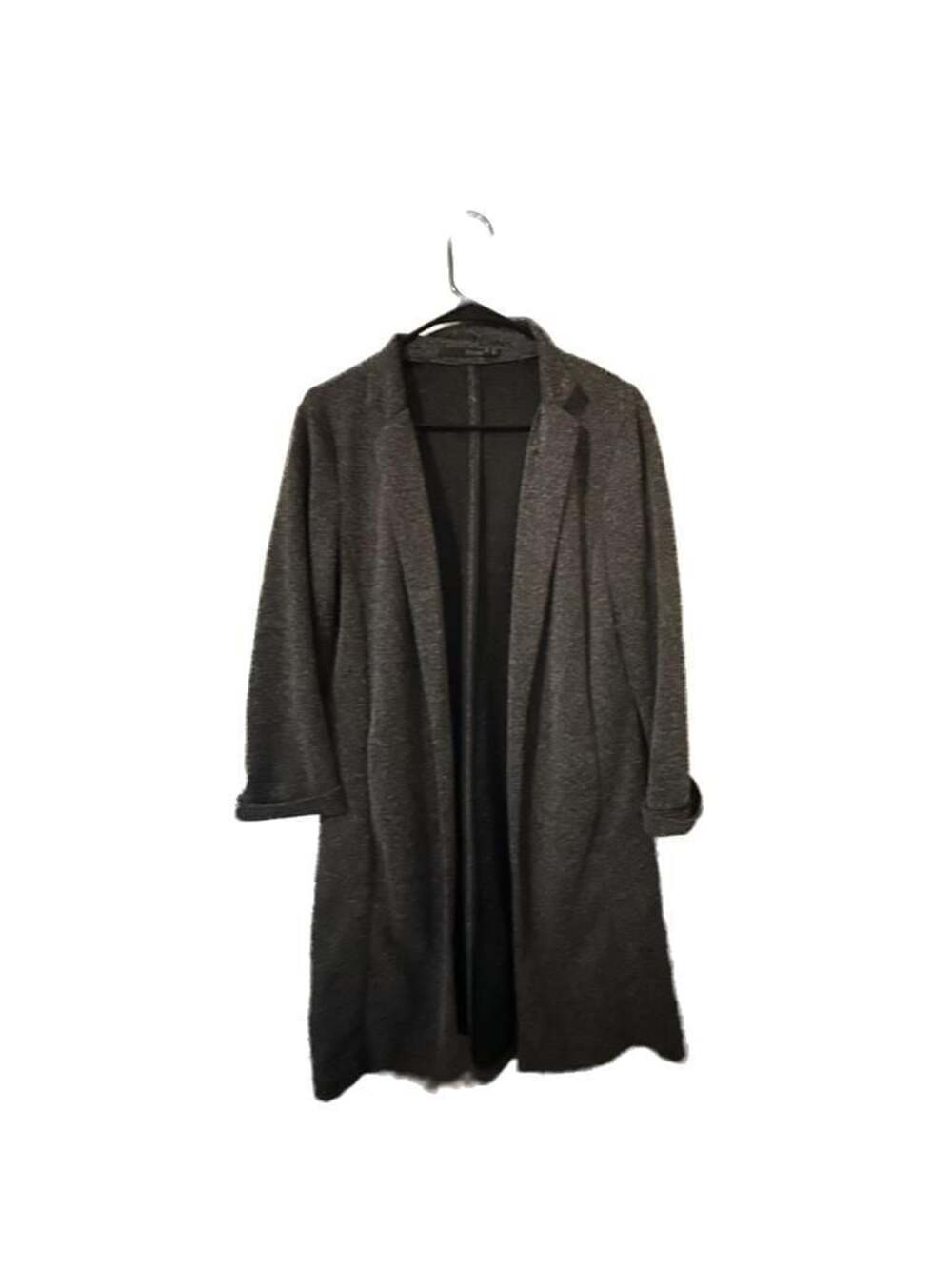 Have Grey Textured Open Front Long Blazer Size L